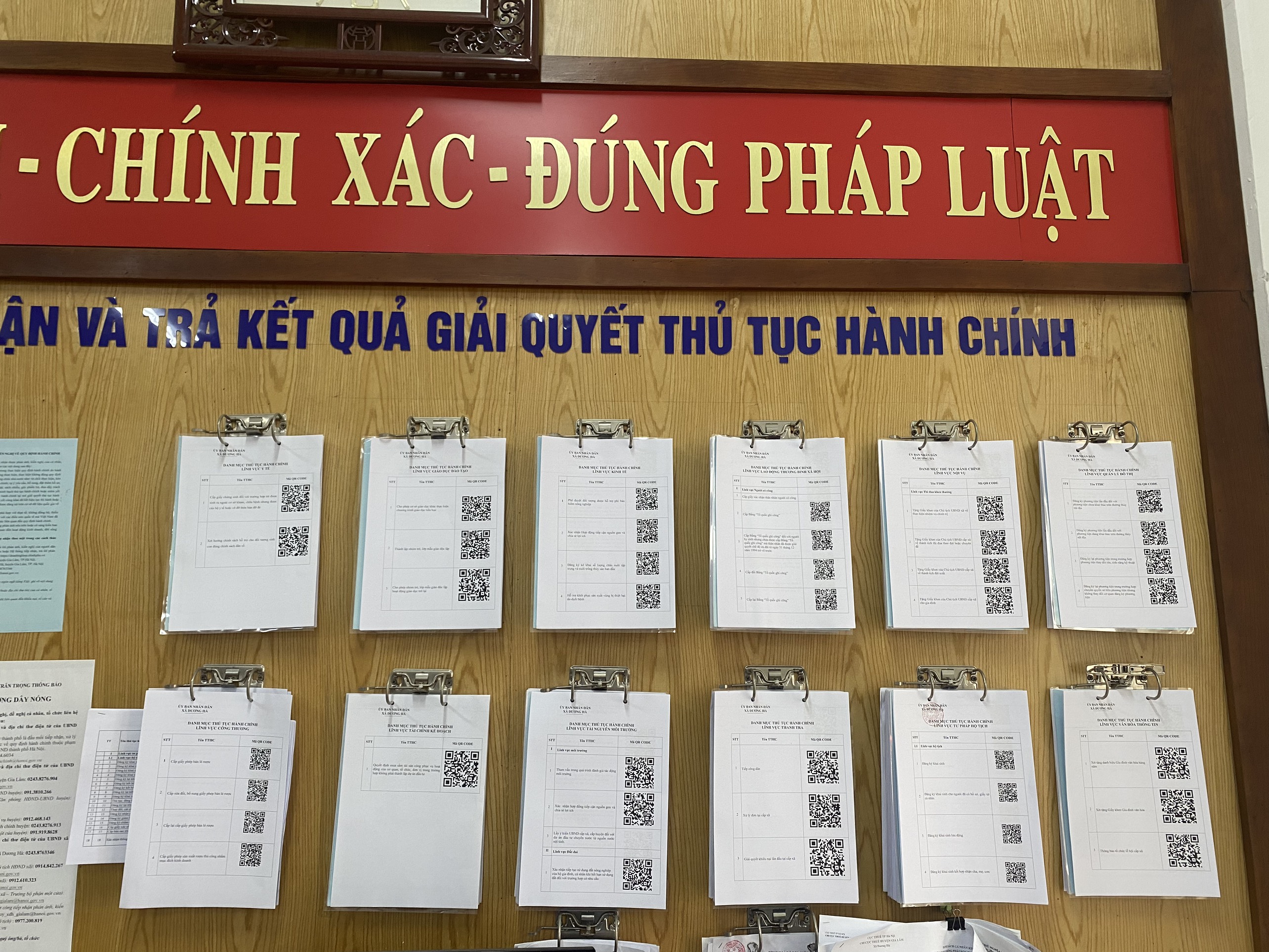 Bảng niêm yết TTHC của 12 lĩnh vực thuộc rthaamr quyền giải quyết cấp xã